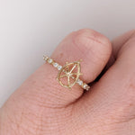 Ring Semi Mount w Natural Diamonds in Solid 14K Gold Pear 10x7mm