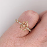 Ring Semi Mount w Natural Diamonds in Solid 14K Gold Pear 10x7mm