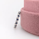 Blue Sapphire Eternity Band Ring in Solid 14K White Gold