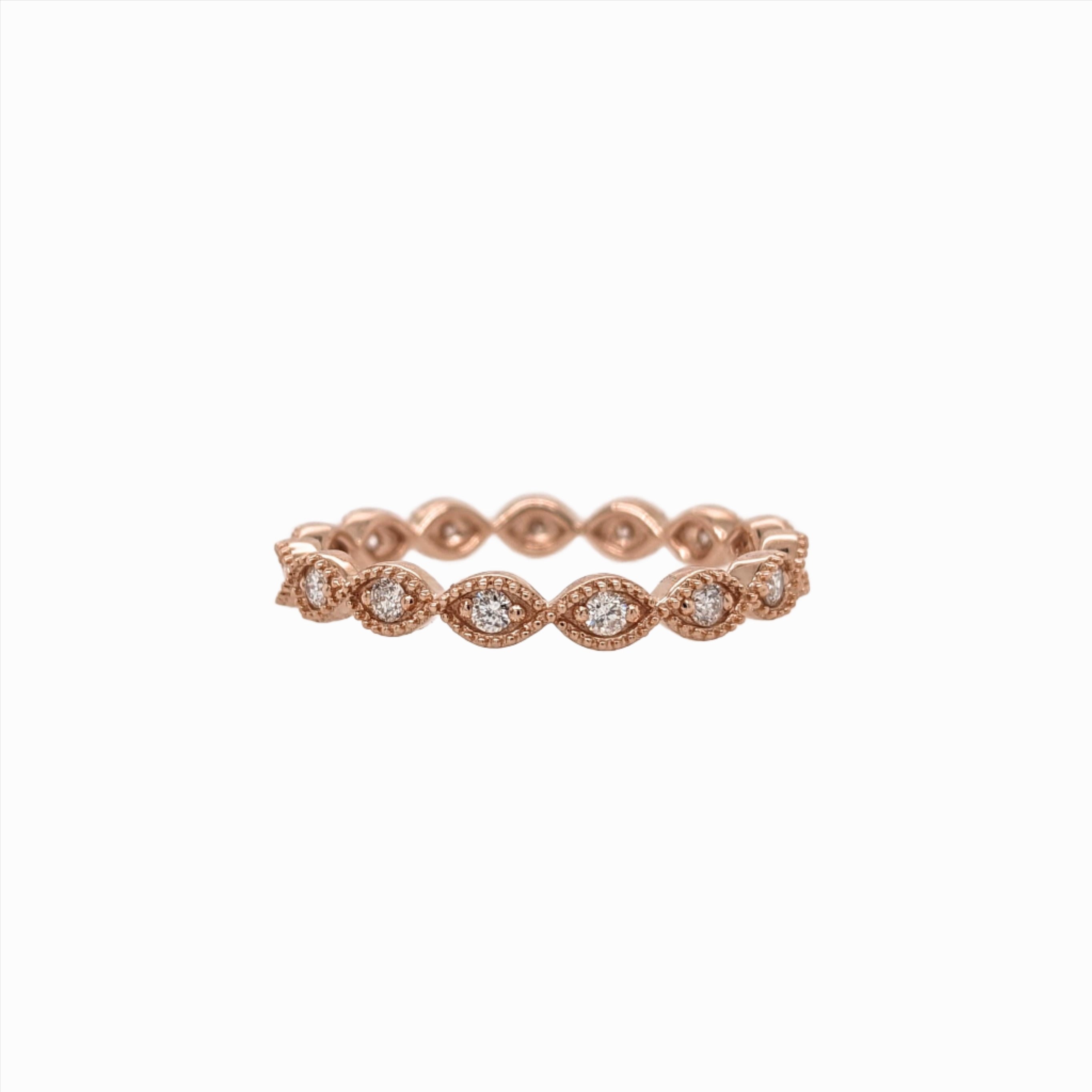 Natural Diamond Eternity Band Ring in Solid 14K Rose Gold