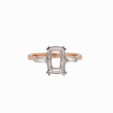 Ring Semi Mount w Natural Diamonds in Solid 14K Gold Cushion 9.5x6.5mm