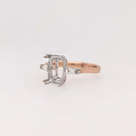 Ring Semi Mount w Natural Diamonds in Solid 14K Gold Cushion 9.5x6.5mm