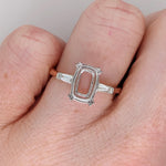 Ring Semi Mount w Natural Diamonds in Solid 14K Gold Cushion 9.5x6.5mm