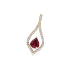 Ruby Pendant w Natural Diamonds in Solid 14K Yellow Gold Pear Shape 6x5mm