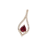 Ruby Pendant w Natural Diamonds in Solid 14K Yellow Gold Pear Shape 6x5mm