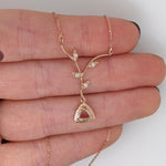 Pendant Necklace Semi Mount w Earth Mined Diamonds in Solid 14K Gold Trillion 5