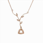 Pendant Necklace Semi Mount w Earth Mined Diamonds in Solid 14K Gold Trillion 5