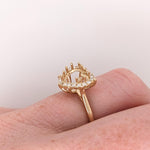 Ring Semi Mount w Earth Mined Diamonds in Solid 14K Gold Heart Shape 7.5x9mm