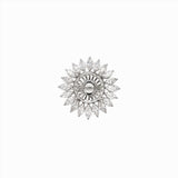 Sun Burst Ring Semi Mount w Lab Diamonds in Solid 14K Gold Round 10mm