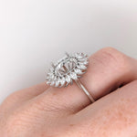 Sun Burst Ring Semi Mount w Lab Diamonds in Solid 14K Gold Round 10mm