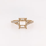 Emerald Cut Diamond Ring Setting in 14K Gold with Natural Earth-Mined Accent Diamonds – 8×6 mm, Customizable