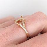 Emerald Cut Diamond Ring Setting in 14K Gold with Natural Earth-Mined Accent Diamonds – 8×6 mm, Customizable