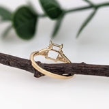 Emerald Cut Diamond Ring Setting in 14K Gold with Natural Earth-Mined Accent Diamonds – 8×6 mm, Customizable