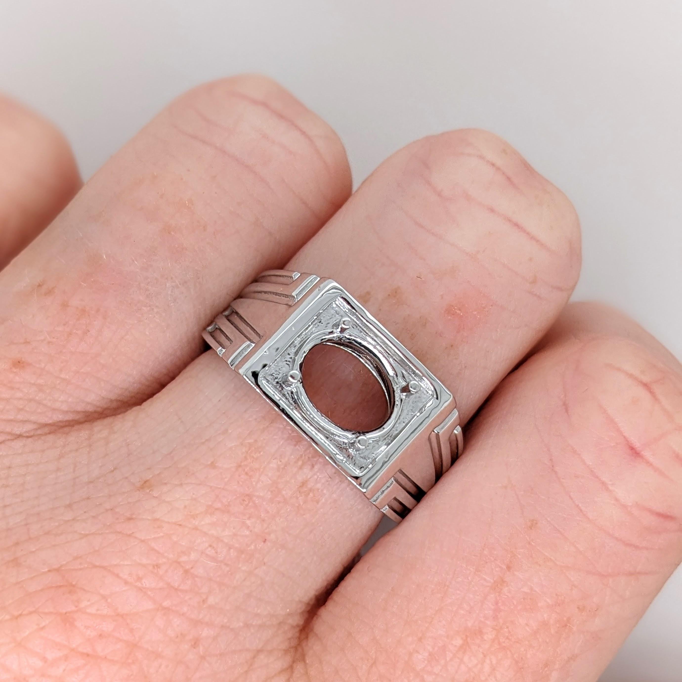 Bold East West Solitaire Ring Mount in Solid 14K Gold Oval 9x7mm