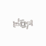Ring Semi Mount w Earth Mined Diamonds in Solid 14K Gold Cushion 5mm