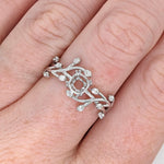 Ring Semi Mount w Earth Mined Diamonds in Solid 14K Gold Cushion 5mm