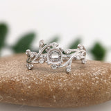 Cute Leafy Vine Ring Setting Engagement Ring with Natural Earth Mined Diamonds in Solid 14K Gold | Cushion Cut 5mm | Nature Inspired Customizable Setting