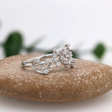 Cute Leafy Vine Ring Setting Engagement Ring with Natural Earth Mined Diamonds in Solid 14K Gold | Cushion Cut 5mm | Nature Inspired Customizable Setting