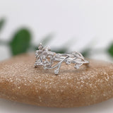 Cute Leafy Vine Ring Setting Engagement Ring with Natural Earth Mined Diamonds in Solid 14K Gold | Cushion Cut 5mm | Nature Inspired Customizable Setting