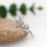Cute Leafy Vine Ring Setting Engagement Ring with Natural Earth Mined Diamonds in Solid 14K Gold | Cushion Cut 5mm | Nature Inspired Customizable Setting