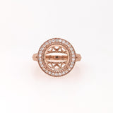 Art Deco Statement Engagement Ring Setting | Natural Earth Mined Diamonds | Solid 14K Gold | Round 11mm Semi Mount