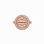Statement Ring Semi Mount w Earth Mined Diamonds in Solid 14K Gold Round 11mm