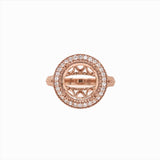 Statement Ring Semi Mount w Earth Mined Diamonds in Solid 14K Gold Round 11mm