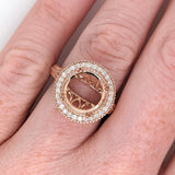 Statement Ring Semi Mount w Earth Mined Diamonds in Solid 14K Gold Round 11mm