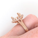 Art Deco Statement Engagement Ring Setting | Natural Earth Mined Diamonds | Solid 14K Gold | Round 11mm Semi Mount