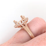 Statement Ring Semi Mount w Earth Mined Diamonds in Solid 14K Gold Round 11mm