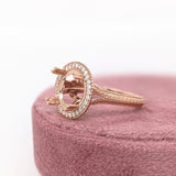 Art Deco Statement Engagement Ring Setting | Natural Earth Mined Diamonds | Solid 14K Gold | Round 11mm Semi Mount