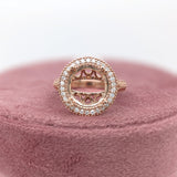 Art Deco Statement Engagement Ring Setting | Natural Earth Mined Diamonds | Solid 14K Gold | Round 11mm Semi Mount