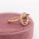 Art Deco Statement Engagement Ring Setting | Natural Earth Mined Diamonds | Solid 14K Gold | Round 11mm Semi Mount