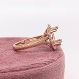 Art Deco Statement Engagement Ring Setting | Natural Earth Mined Diamonds | Solid 14K Gold | Round 11mm Semi Mount