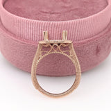 Art Deco Statement Engagement Ring Setting | Natural Earth Mined Diamonds | Solid 14K Gold | Round 11mm Semi Mount