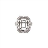 Engagement Ring Semi-mount w Diamond Halo w Baguette Accents