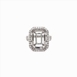 Statement Ring Semi Mount w Earth Mined Diamonds in Solid 14k Gold EM 14x10mm