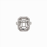 Statement Ring Semi Mount w Earth Mined Diamonds in Solid 14k Gold EM 14x10mm