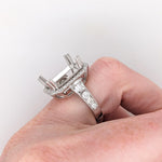 Statement Ring Semi Mount w Earth Mined Diamonds in Solid 14k Gold EM 14x10mm
