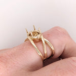 Ring Semi Mount w Earth Mined Diamonds in Solid 14K Gold Oval 11.5x8.2mm