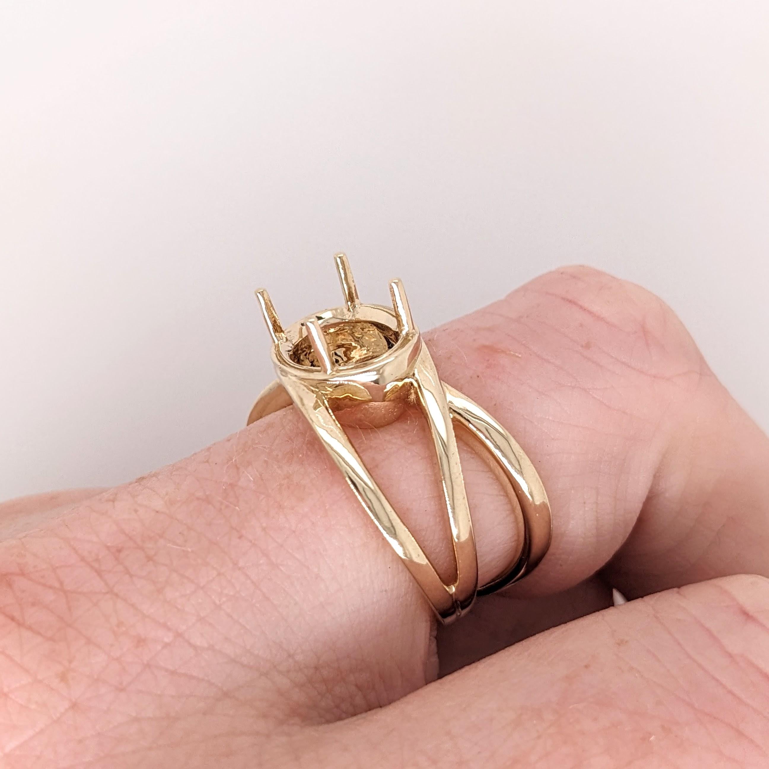 Ring Semi Mount w Earth Mined Diamonds in Solid 14K Gold Oval 11.5x8.2mm