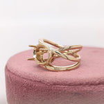 Ring Semi Mount w Earth Mined Diamonds in Solid 14K Gold Oval 11.5x8.2mm
