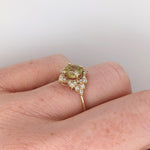 1.1ct Sphene Ring w Earth Mined Diamonds in Solid 14K Yellow Gold | Round 6mm