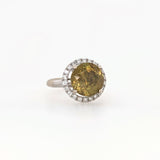 5.2ct Sphene Ring w Earth Mined Diamonds in Solid 14K Yellow Gold | Round 10mm