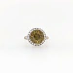 5.2ct Sphene Ring w Earth Mined Diamonds in Solid 14K Yellow Gold | Round 10mm