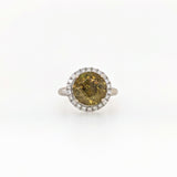 5.2ct Sphene Ring w Earth Mined Diamonds in Solid 14K Yellow Gold | Round 10mm