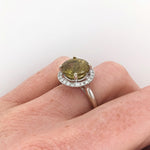 5.2ct Sphene Ring w Earth Mined Diamonds in Solid 14K Yellow Gold | Round 10mm