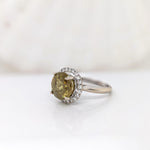 5.2ct Sphene Ring w Earth Mined Diamonds in Solid 14K Yellow Gold | Round 10mm