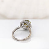 5.2ct Sphene Ring w Earth Mined Diamonds in Solid 14K Yellow Gold | Round 10mm | Estate Ring