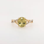 2.8ct Sphene Estate Ring w Earth Mined Diamonds in Solid 14K Gold | Oval 8.2x7.3